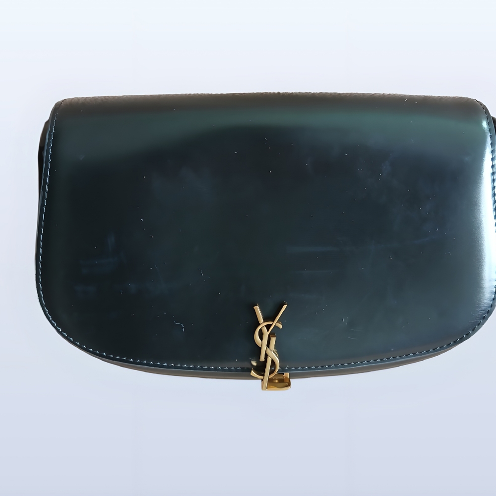 Yves Saint Laurent Midnight Black Clutch with Gold Emblem